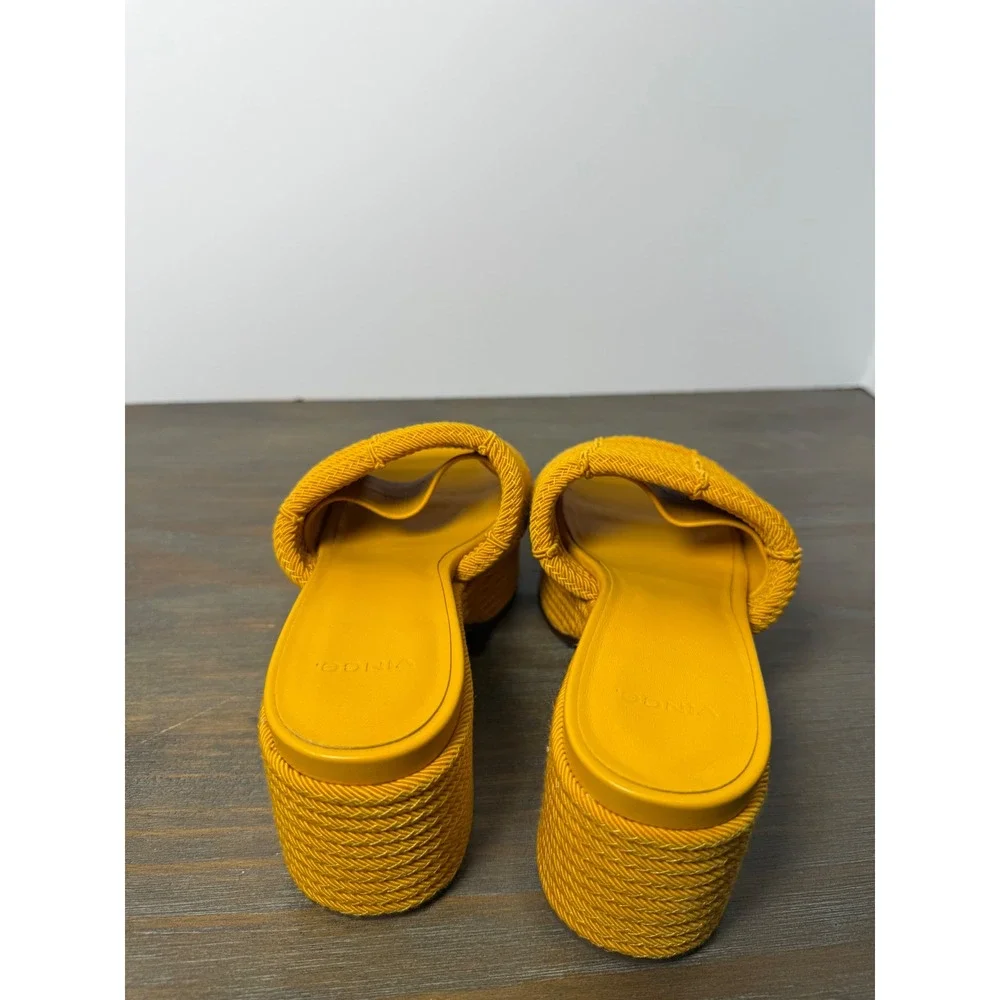 Vince Margo Cord Platform‎ Slide Sandals Mustard Yellow Size 5.5 NIB Designer